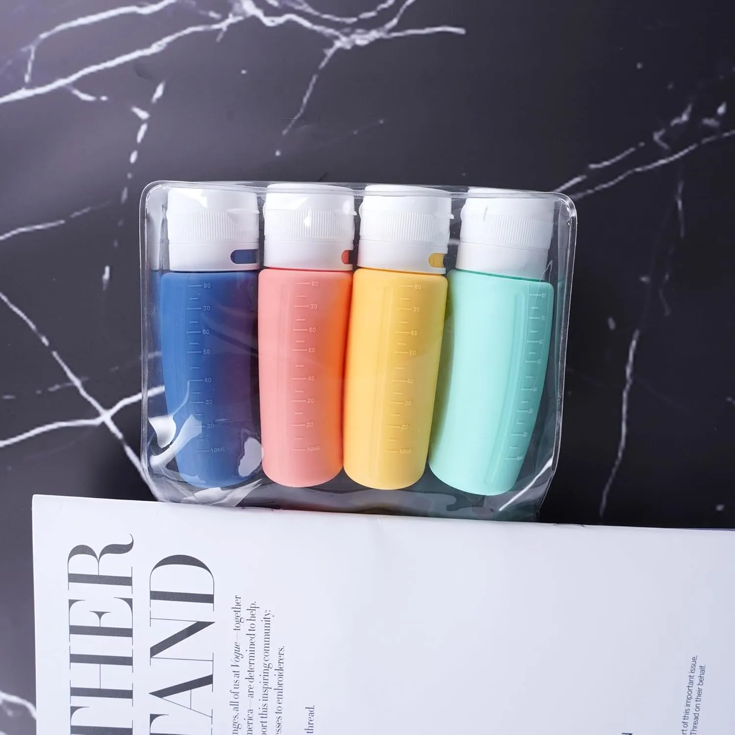 Travel Toiletry Bottles 3oz 4 Pack, TSA Approved Leakproof Silicone Containers