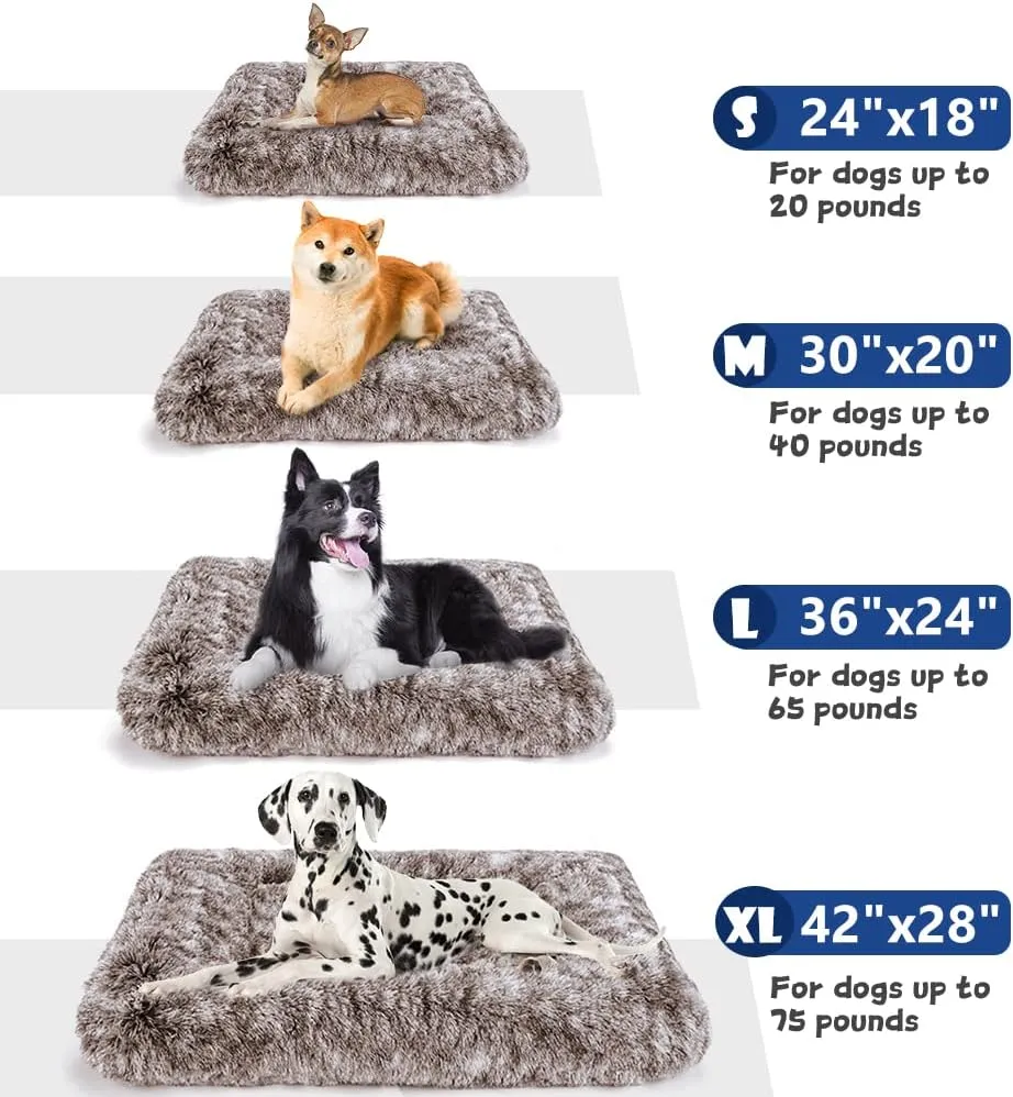 ULIGOTA Dog Bed Crate Pad Plush Soft Dog Crate Bed for Medium Dogs and Cats Washable Anti-Slip Kennel Crate Mats for Sleeping and Anti Anxiety M