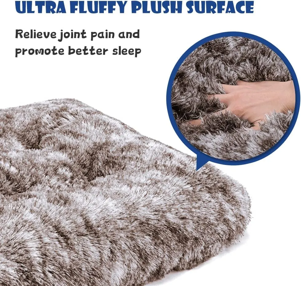 ULIGOTA Dog Bed Crate Pad Plush Soft Dog Crate Bed for Medium Dogs and Cats Washable Anti-Slip Kennel Crate Mats for Sleeping and Anti Anxiety M