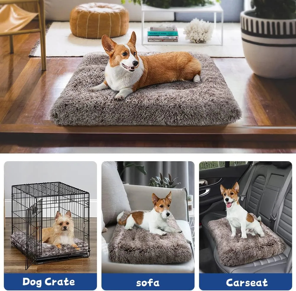 ULIGOTA Dog Bed Crate Pad Plush Soft Dog Crate Bed for Medium Dogs and Cats Washable Anti-Slip Kennel Crate Mats for Sleeping and Anti Anxiety M
