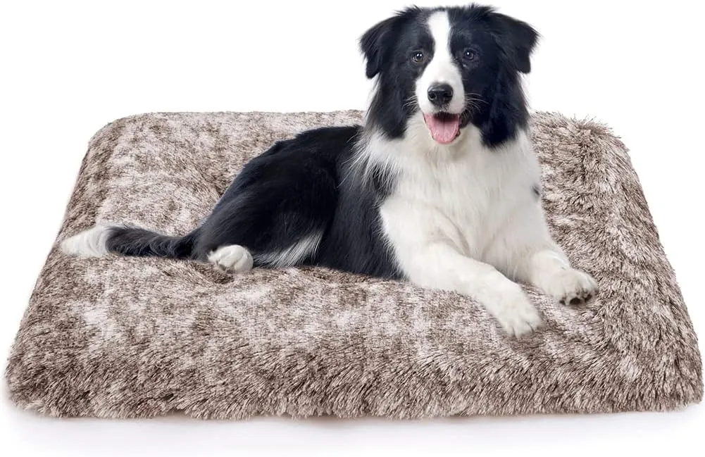 ULIGOTA Dog Bed Crate Pad Plush Soft Dog Crate Bed for Medium Dogs and Cats Washable Anti-Slip Kennel Crate Mats for Sleeping and Anti Anxiety M