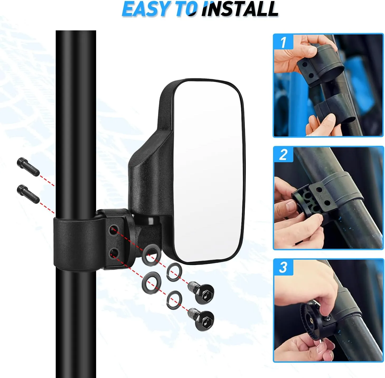 UTV Side Mirrors Universal Fit For 1.6in to 2in Roll Cages