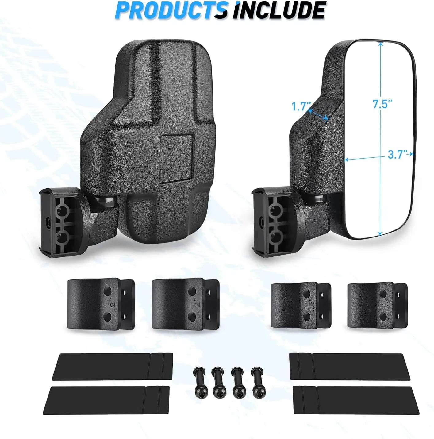 UTV Side Mirrors Universal Fit For 1.6in to 2in Roll Cages